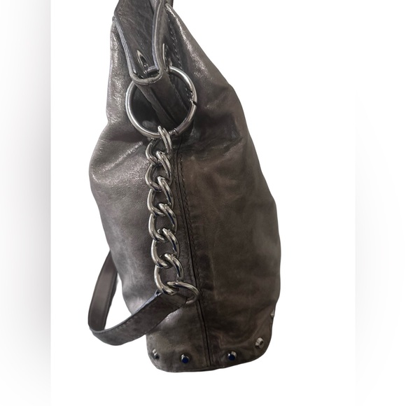 Michael Kors Aster Studded Snap Bag Metallic Gray - Picture 9 of 13